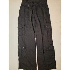 Cargo Pants Black Multi Pocket Utility Button Detail Size S NWOT